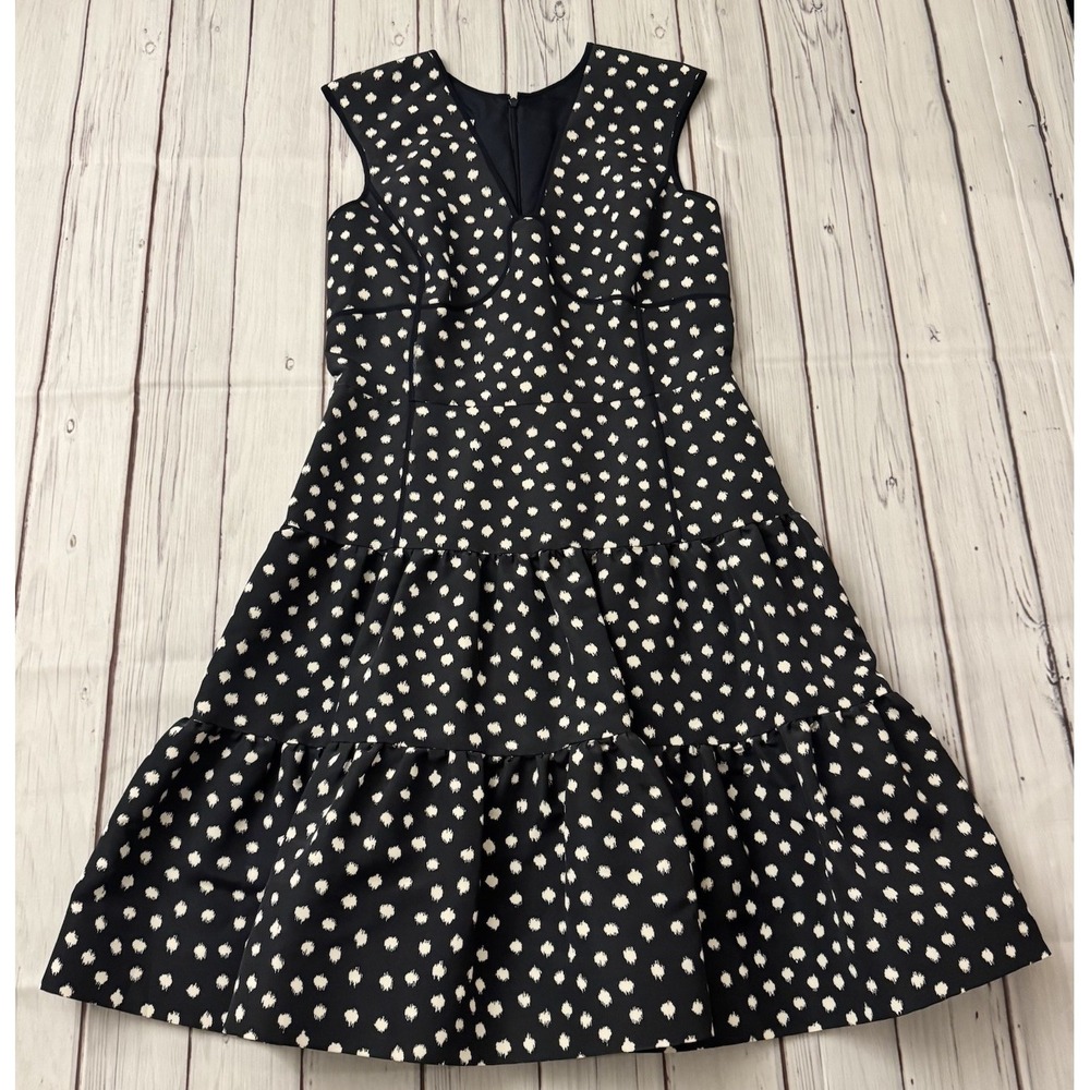 Oscar de la Renta 100% Silk Polka Dot Dress Size 12 Made In Italy Blue White